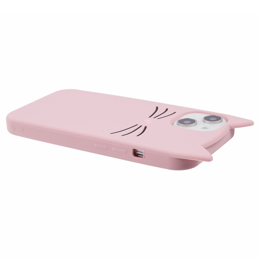 Cover in silicone Gatto iPhone 13 rosa