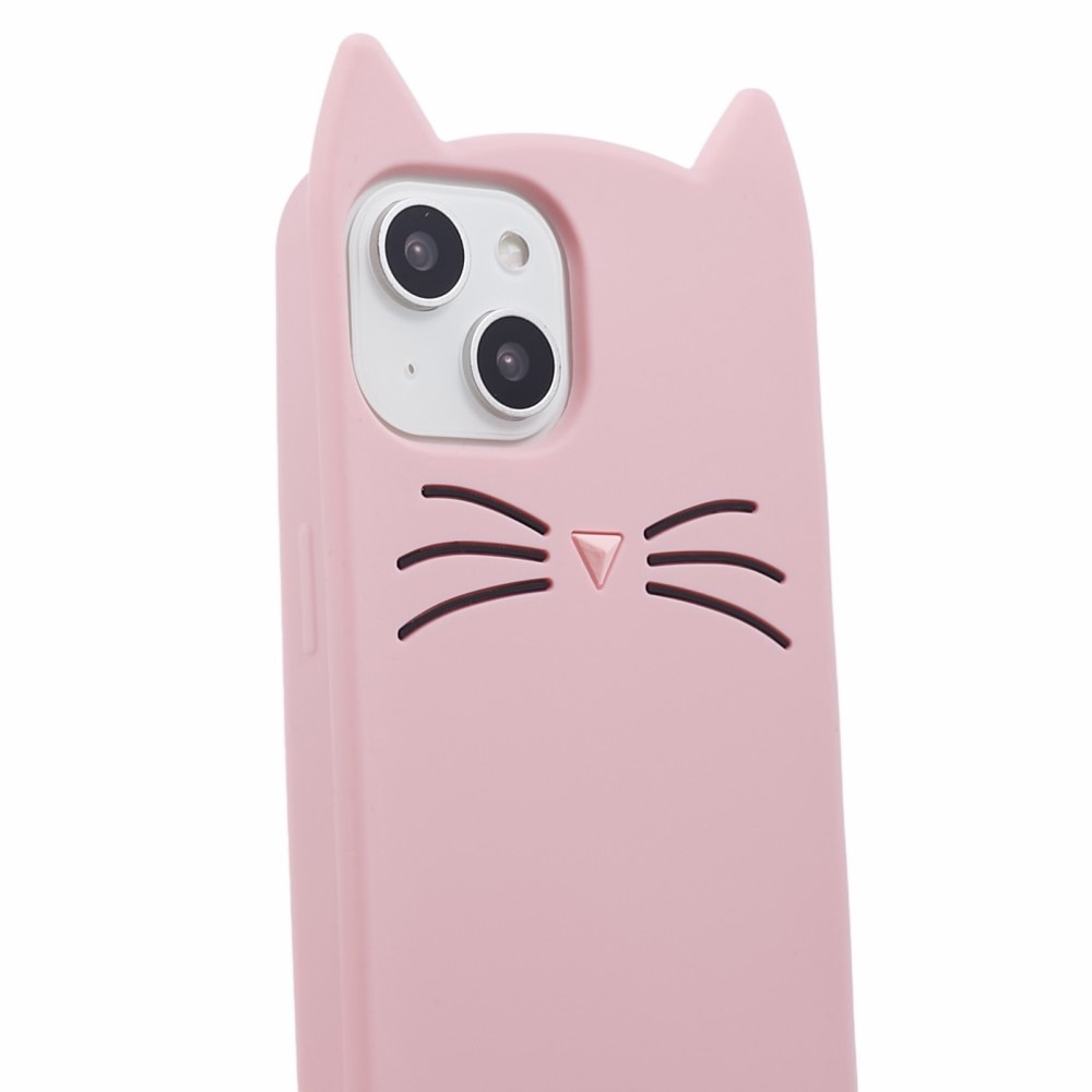 Cover in silicone Gatto iPhone 13 rosa