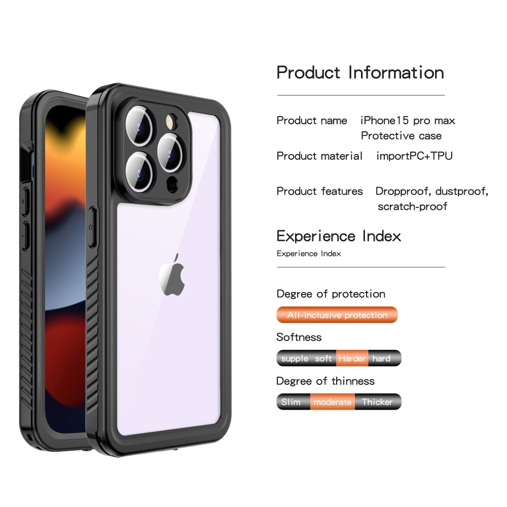 Cover ibrida impermeabile iPhone 15 Pro Max trasparente