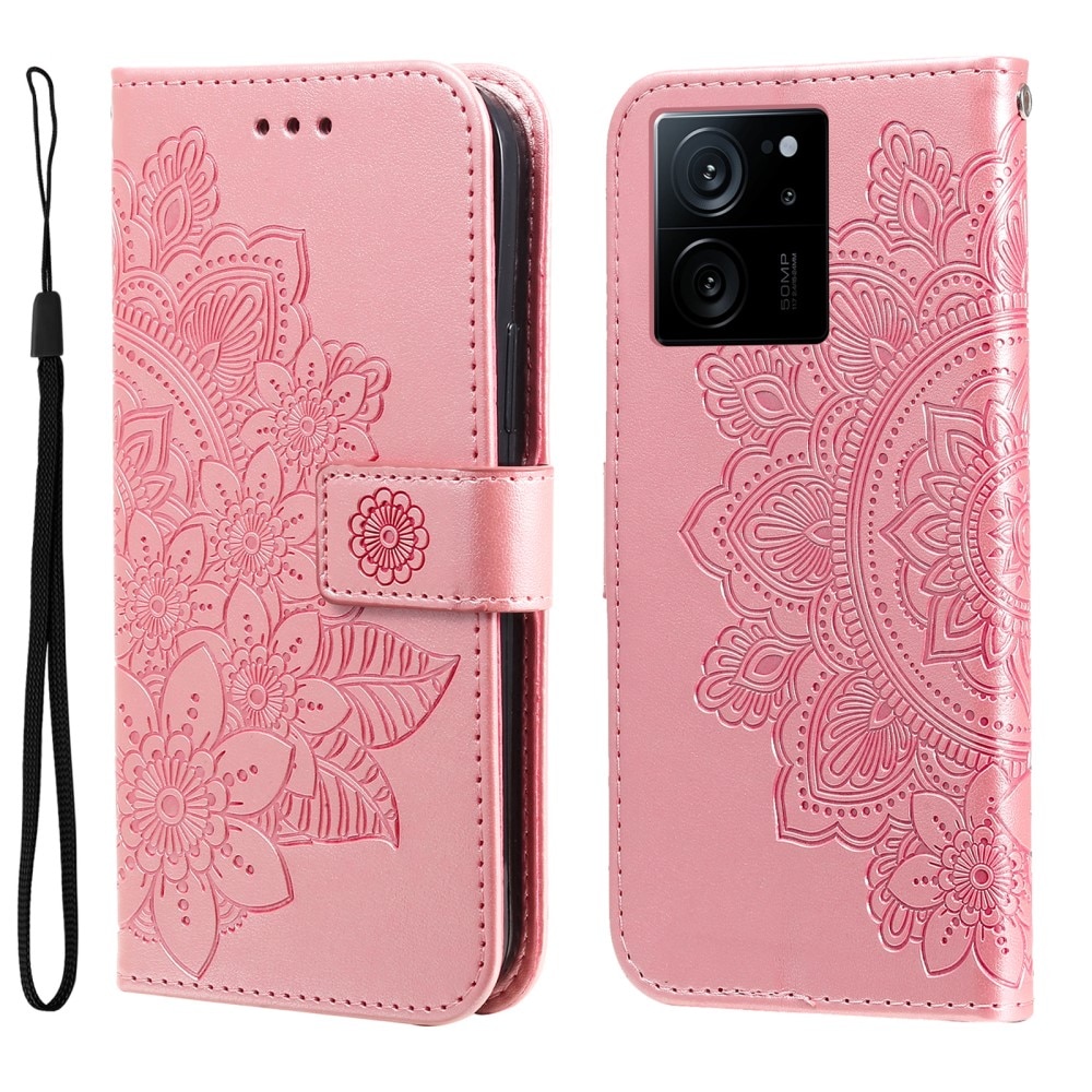 Custodia in pelle Mandala Xiaomi 13T Pro rosa