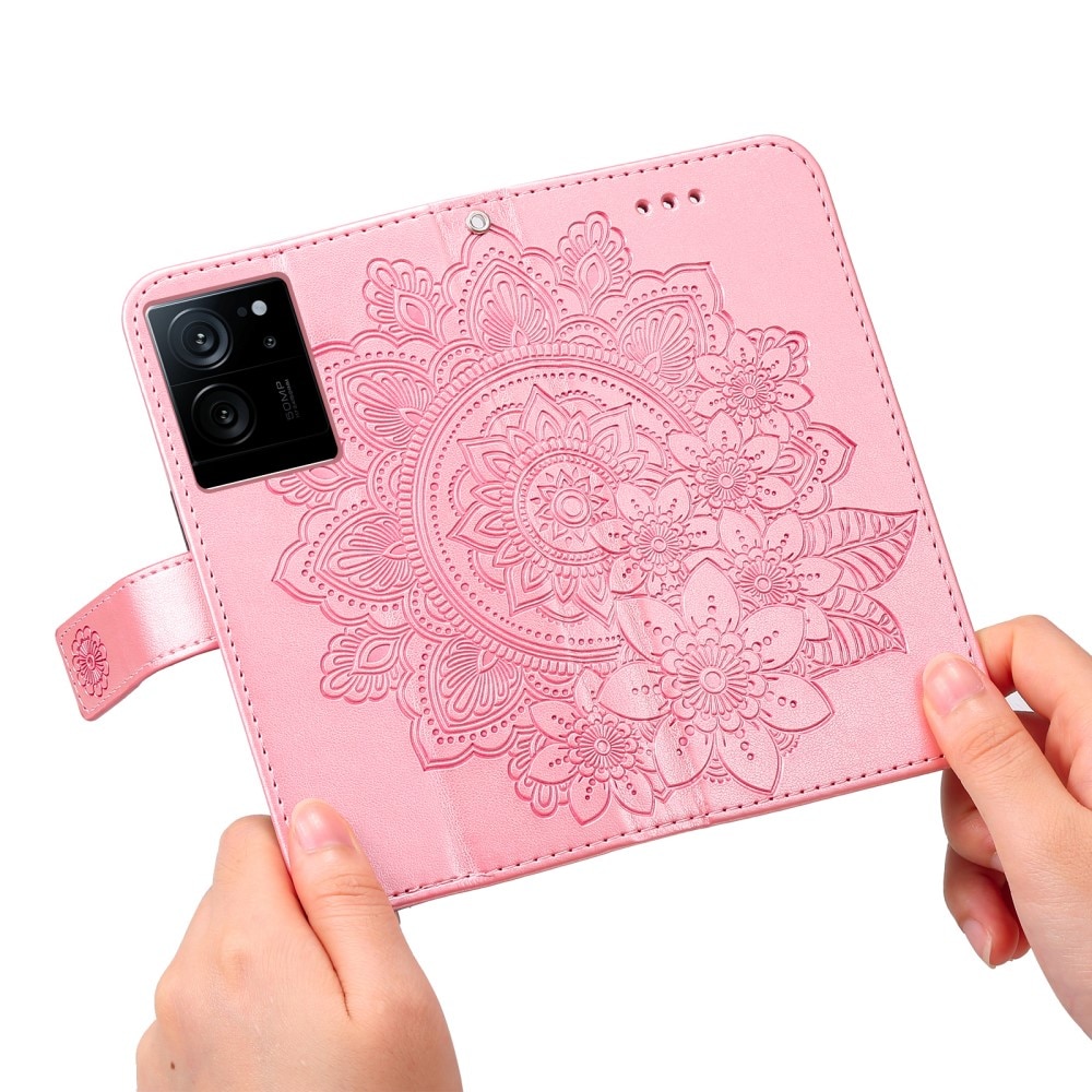 Custodia in pelle Mandala Xiaomi 13T Pro rosa