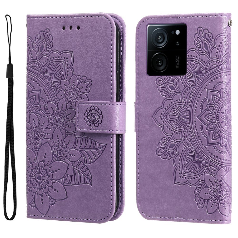 Custodia in pelle Mandala Xiaomi 13T Pro viola