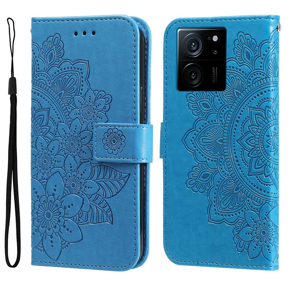 Custodia in pelle Mandala Xiaomi 13T Pro blu