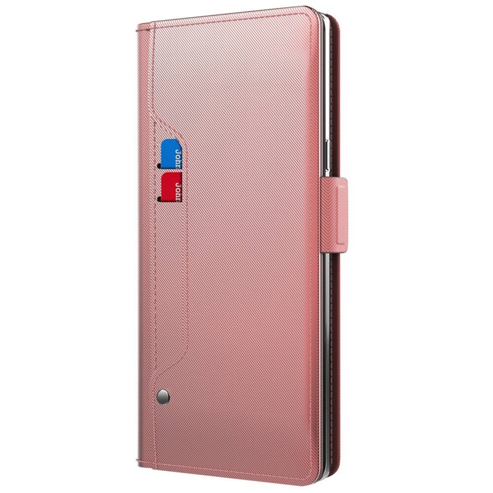 Custodia a portafoglio Specchio iPhone 15 rosa dorato
