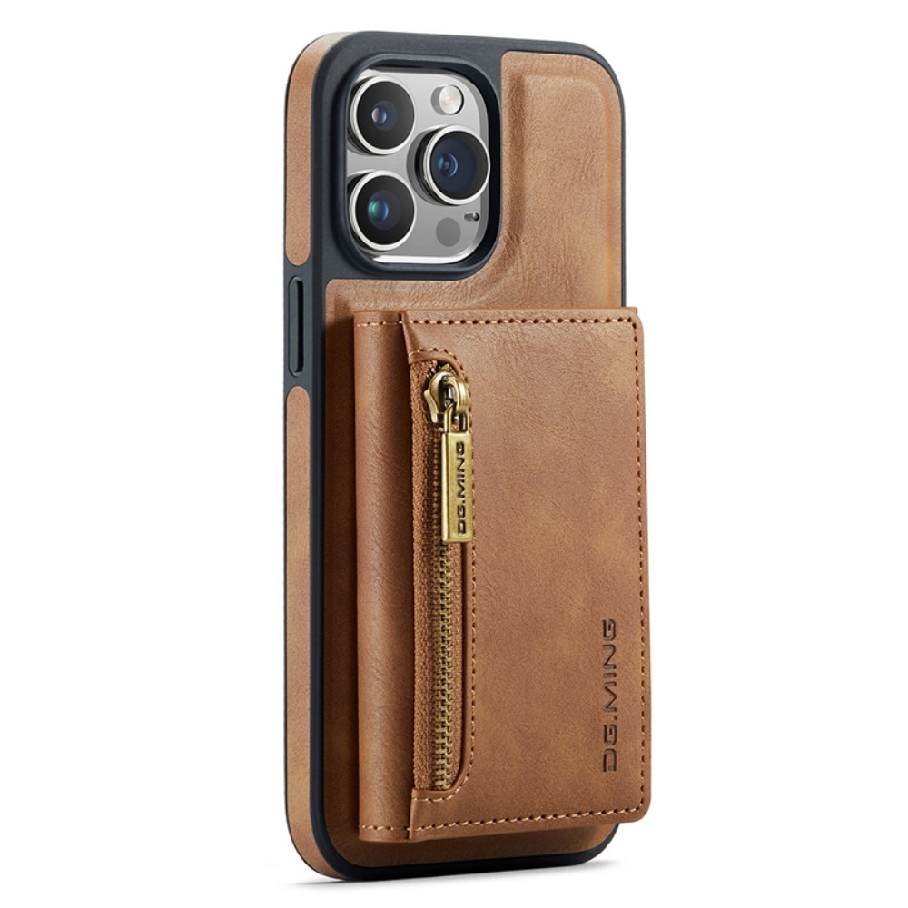 Cover Magnetic Card Slot Zipper iPhone 15 Pro Max Cognac