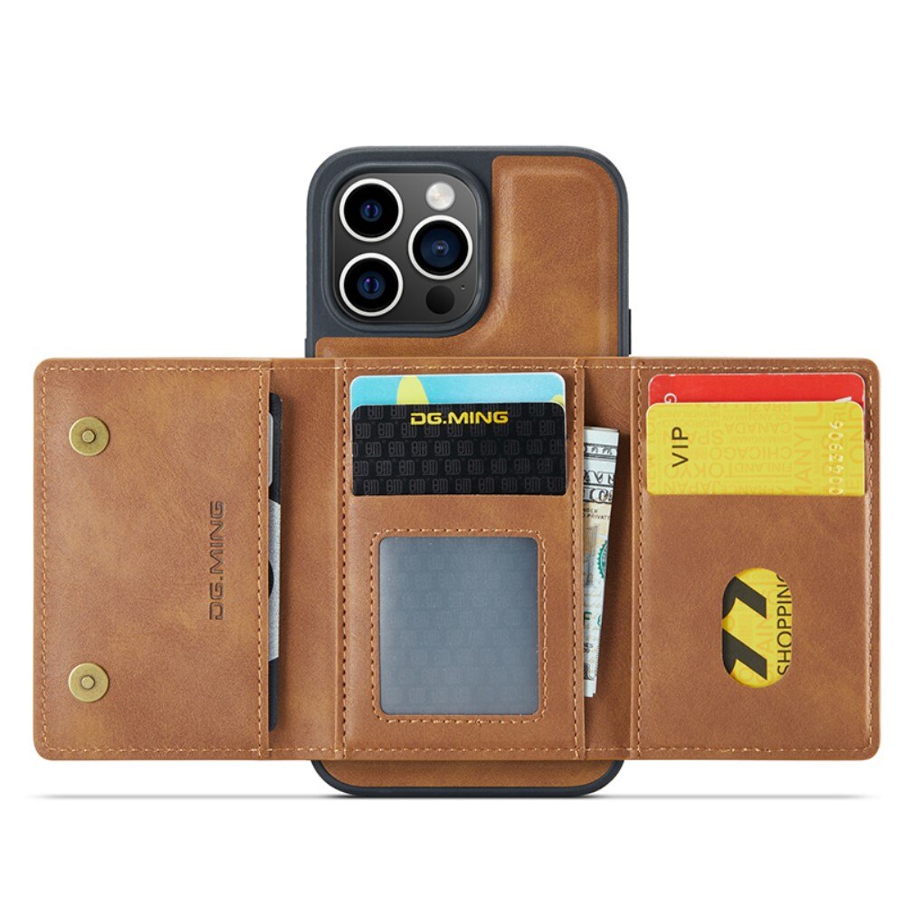 Cover Magnetic Card Slot Zipper iPhone 15 Pro Max Cognac