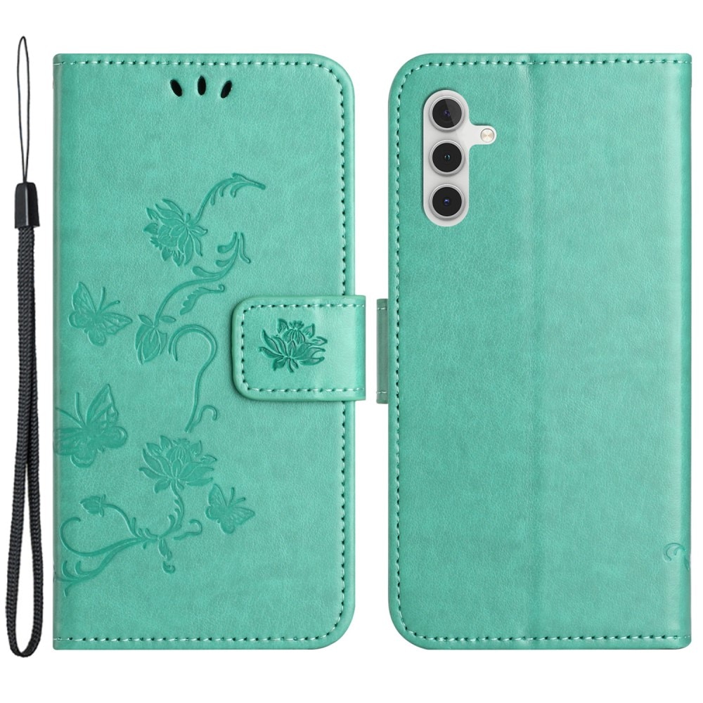 Custodia in pelle a farfalle per Samsung Galaxy A05s, verde