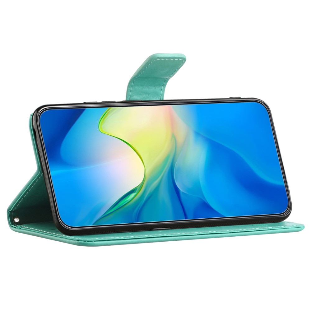 Custodia in pelle a farfalle per Samsung Galaxy A05s, verde