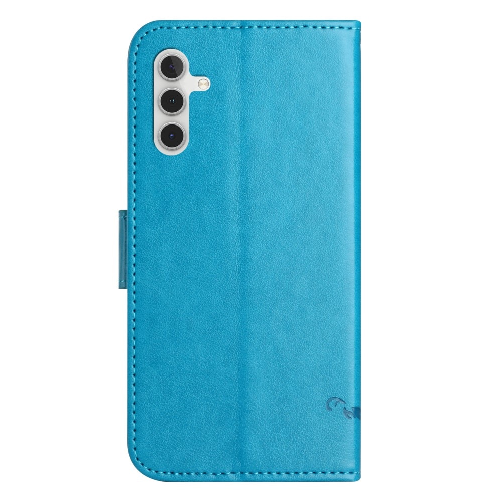 Custodia in pelle a farfalle per Samsung Galaxy A05s, blu