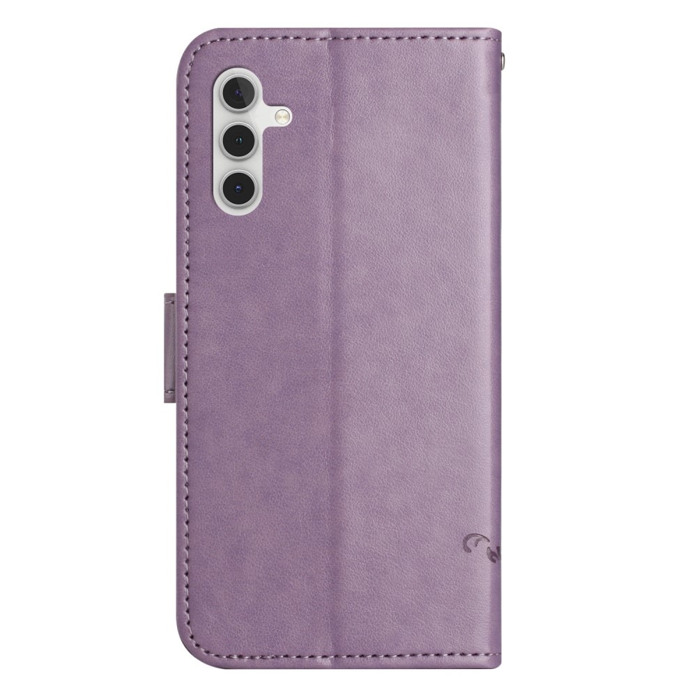 Custodia in pelle a farfalle per Samsung Galaxy A05s, viola