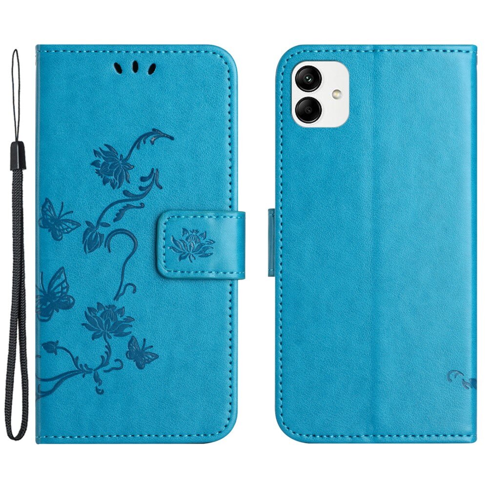 Custodia in pelle a farfalle per Motorola Moto G54, Blu