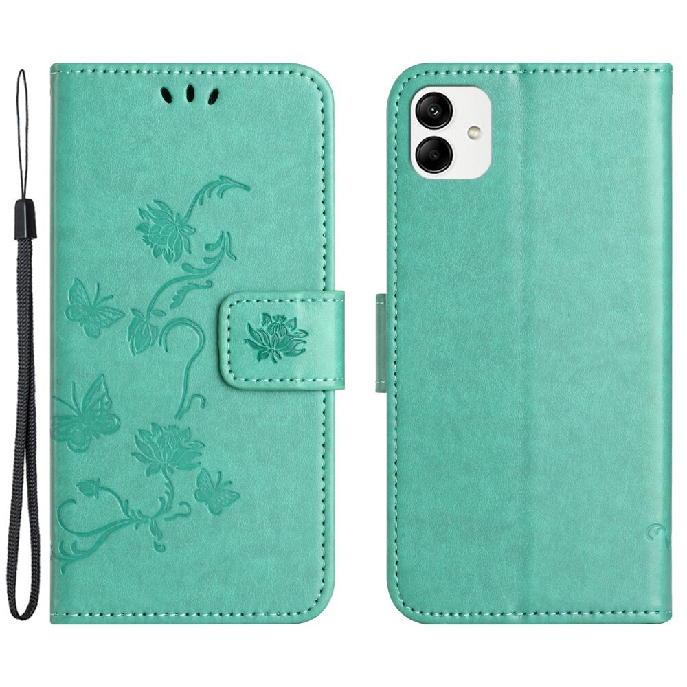 Custodia in pelle a farfalle per Motorola Moto G54, verde