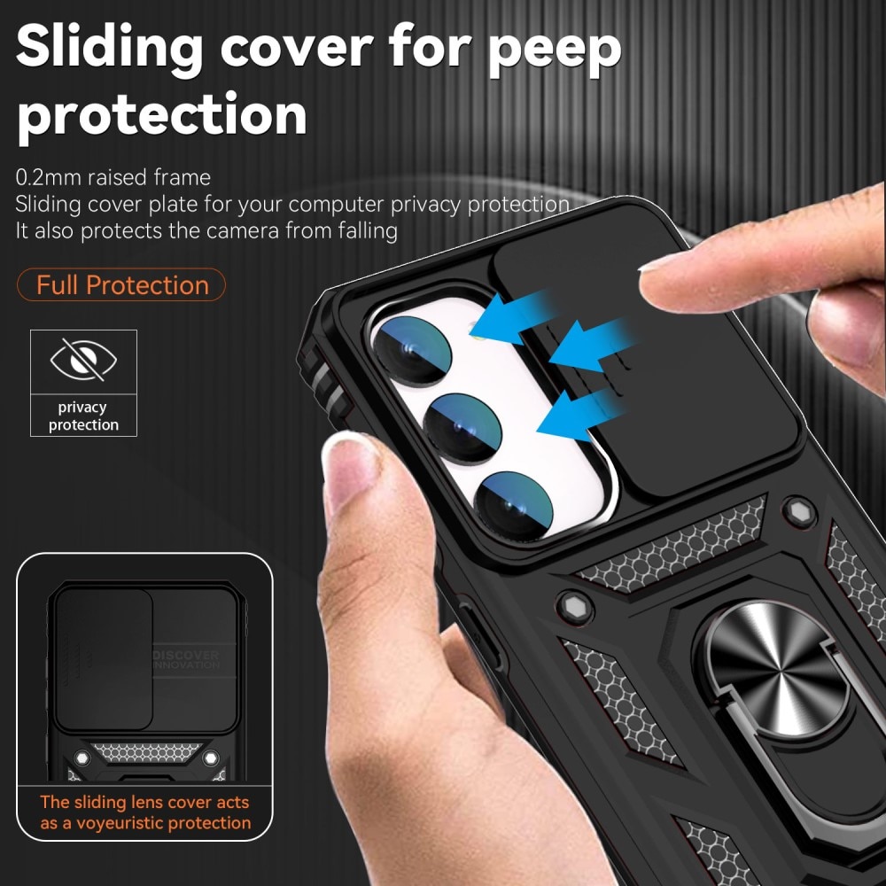 Cover ibride con anello e protezione fotocamera Samsung Galaxy S23 FE nero