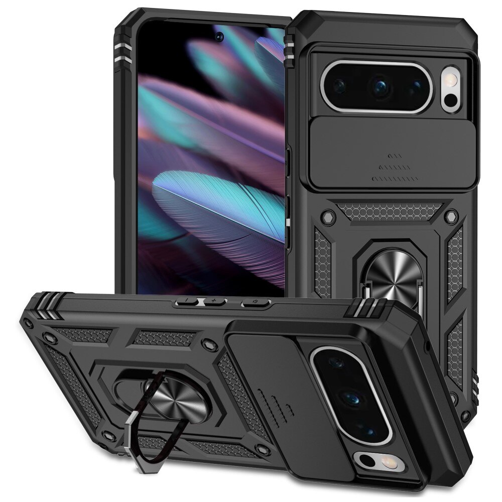 Cover ibride con anello e protezione fotocamera Google Pixel 8 Pro nero