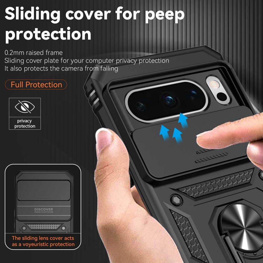 Cover ibride con anello e protezione fotocamera Google Pixel 8 Pro nero