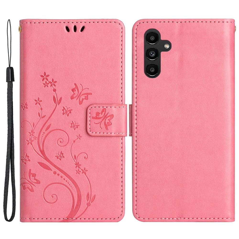 Custodia in pelle a farfalle per Samsung Galaxy A25, rosa