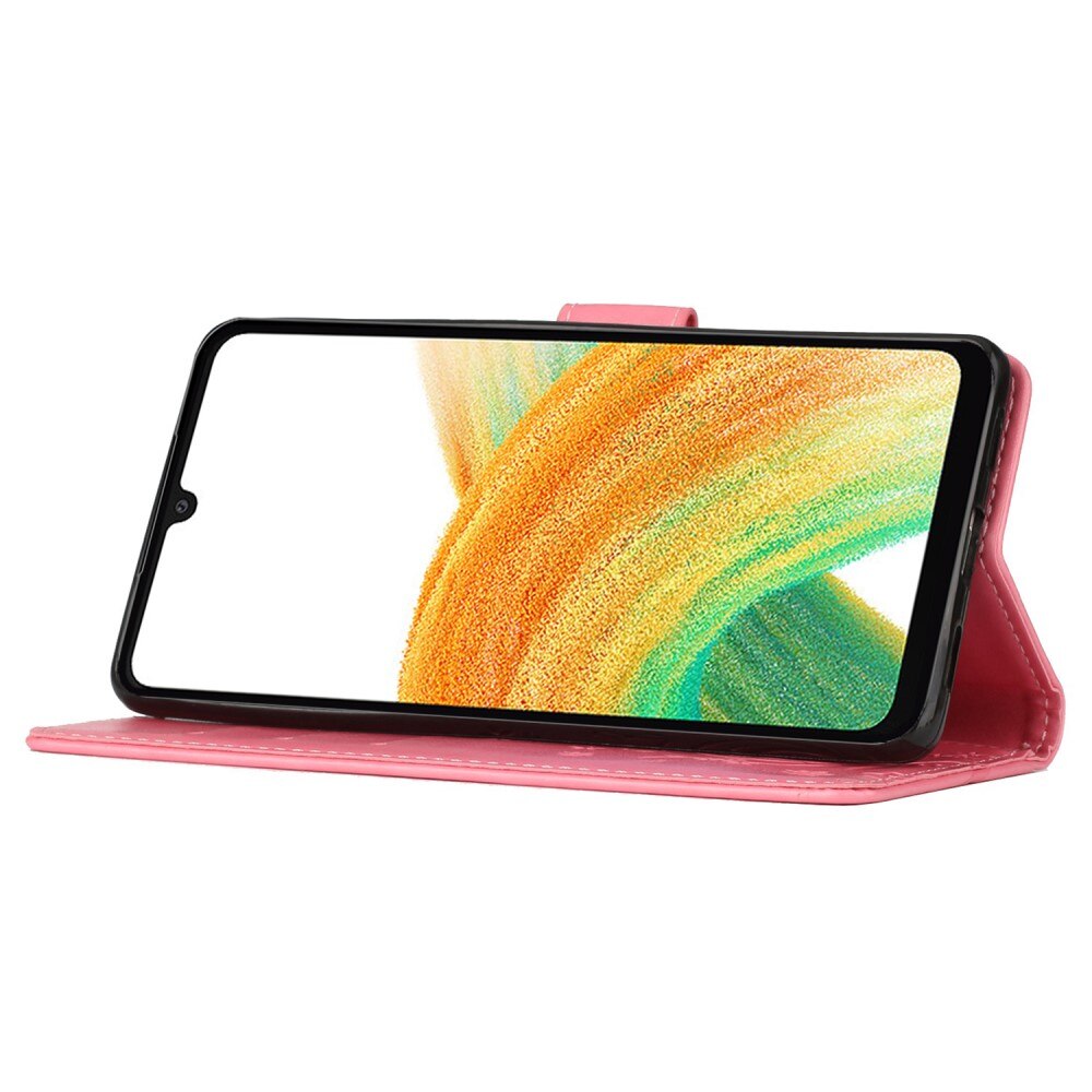 Custodia in pelle a farfalle per Samsung Galaxy A25, rosa