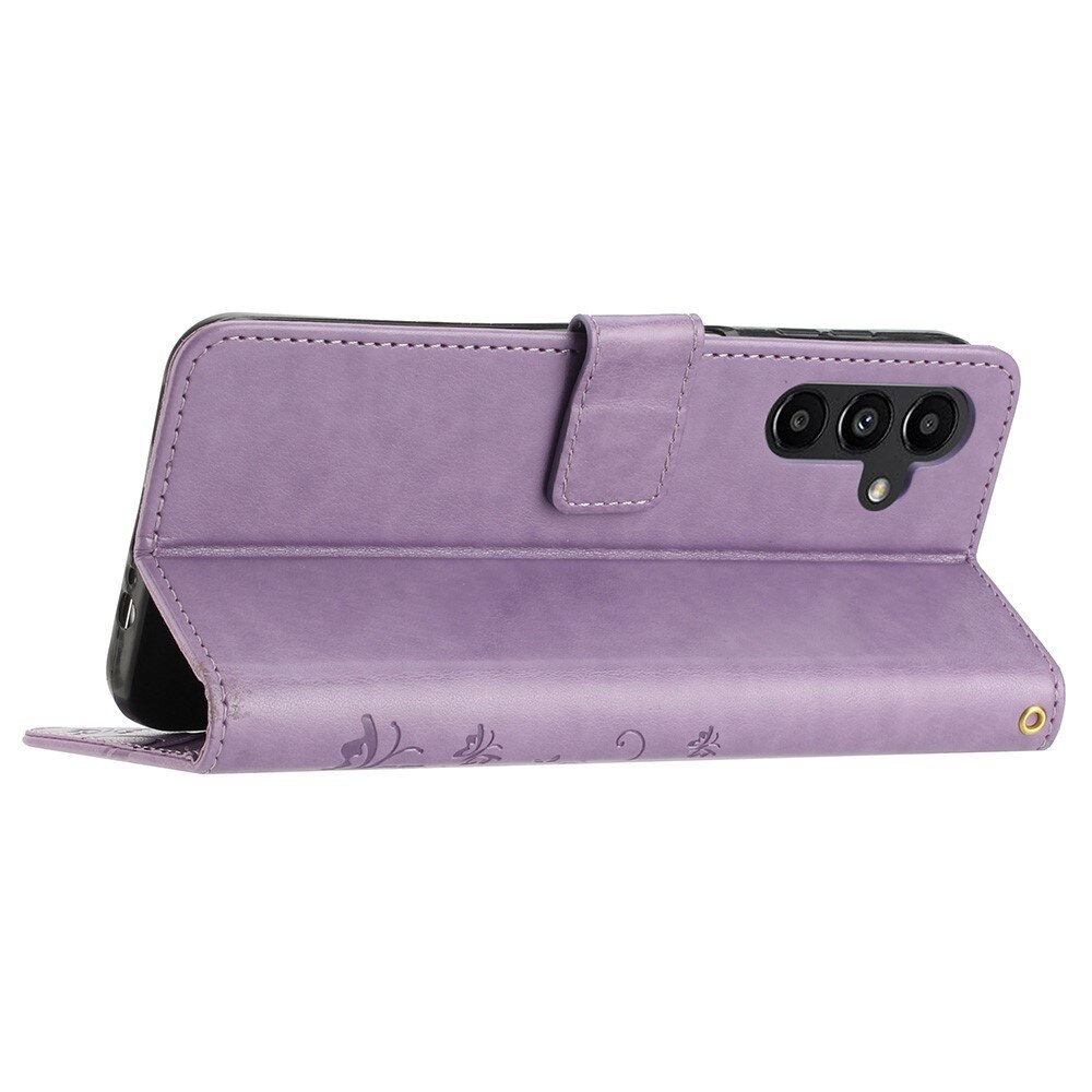 Custodia in pelle a farfalle per Samsung Galaxy A25, viola