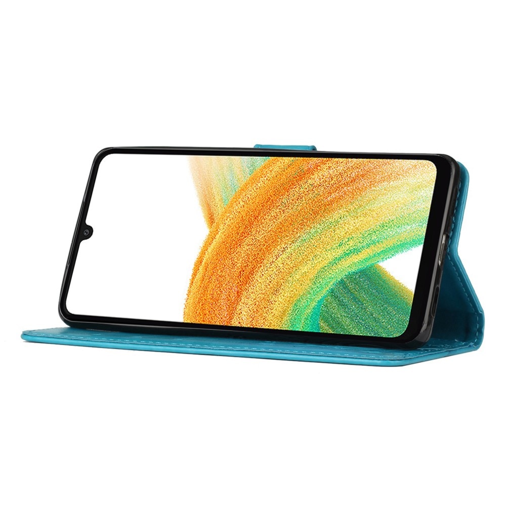 Custodia in pelle a farfalle per Samsung Galaxy A25, blu