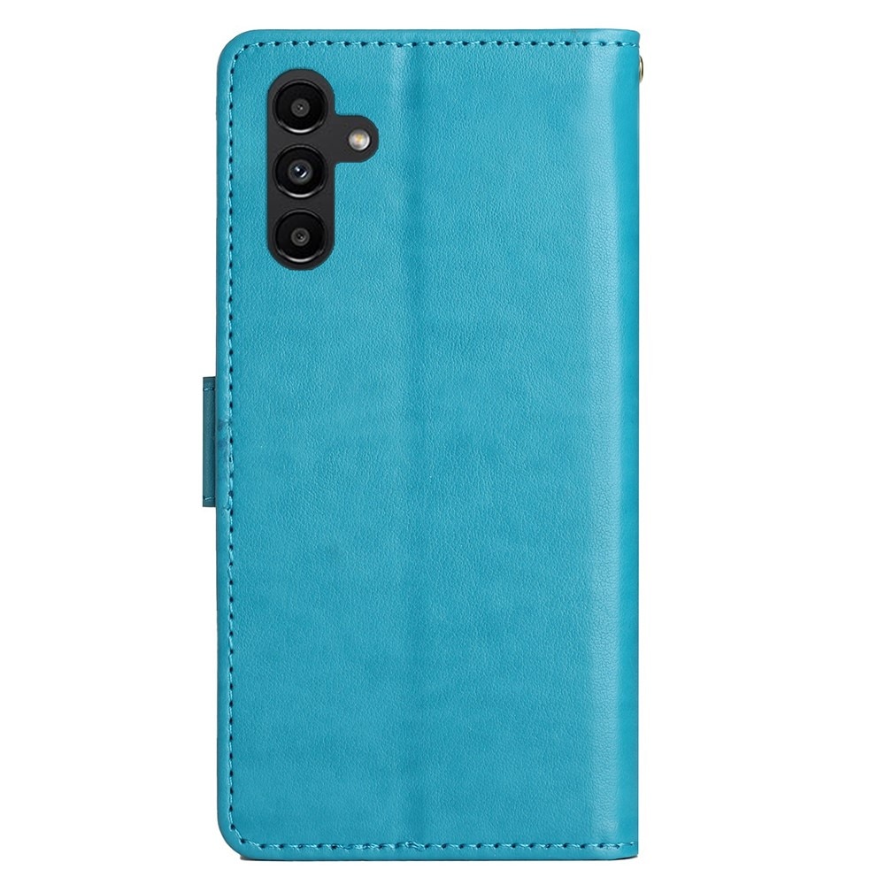 Custodia in pelle a farfalle per Samsung Galaxy A25, blu