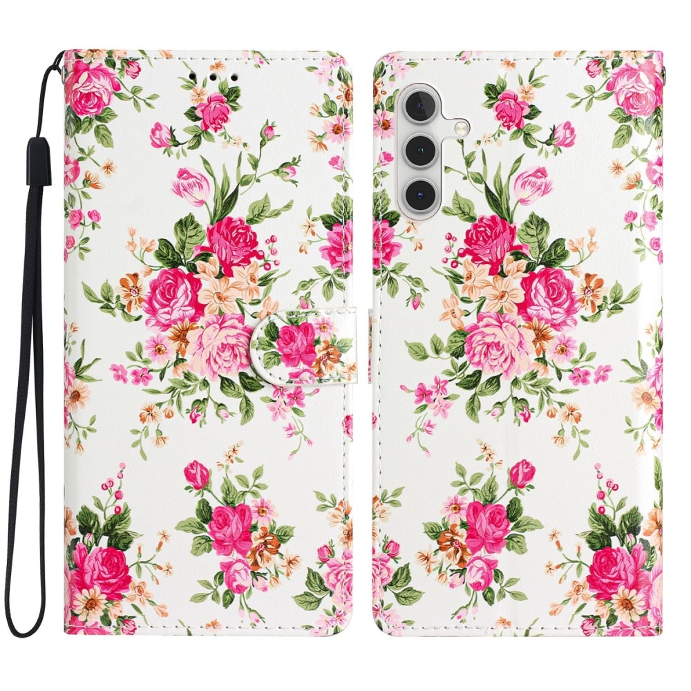 Cover portafoglio Samsung Galaxy A15 fiori rosa