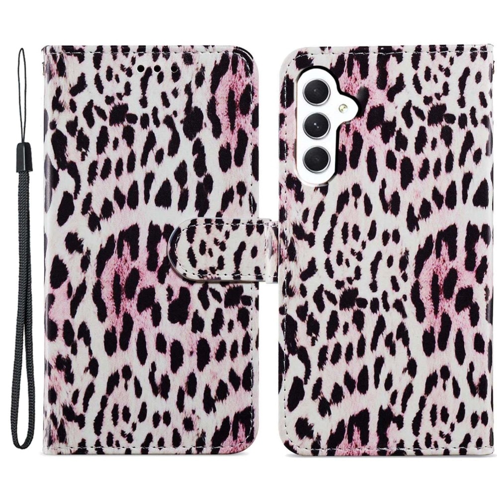 Cover portafoglio Samsung Galaxy A15 leopardo rosa