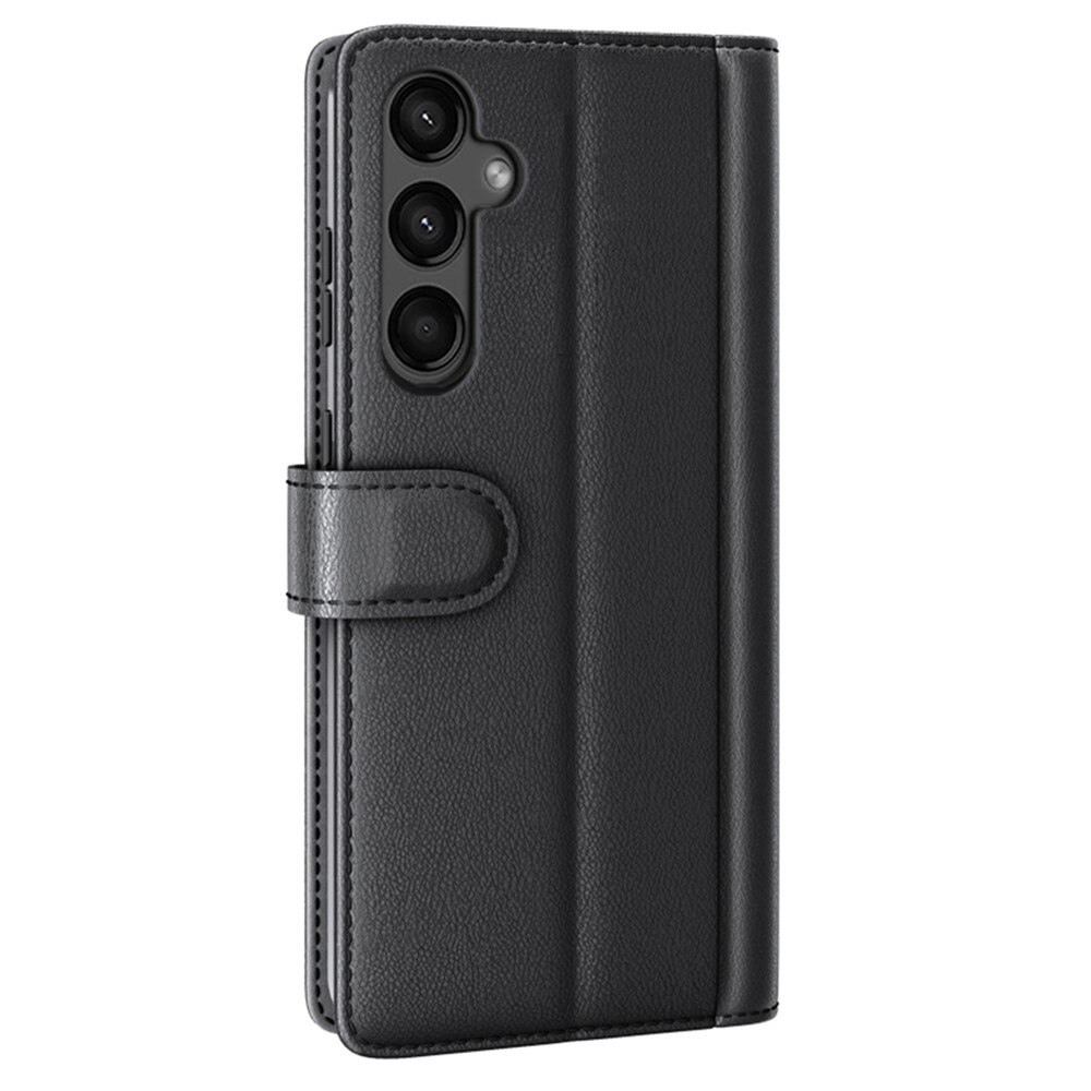 Custodia a portafoglio in vera pelle Samsung Galaxy A15, nero