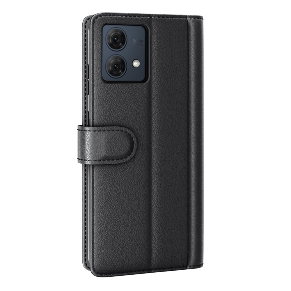 Custodia a portafoglio in vera pelle Motorola Moto G84, nero