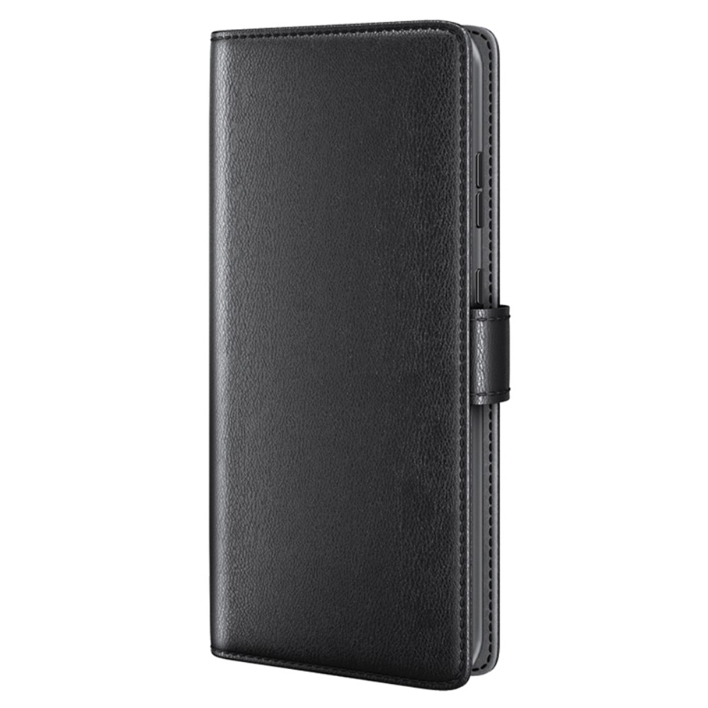Custodia a portafoglio in vera pelle Motorola Moto G54, Nero