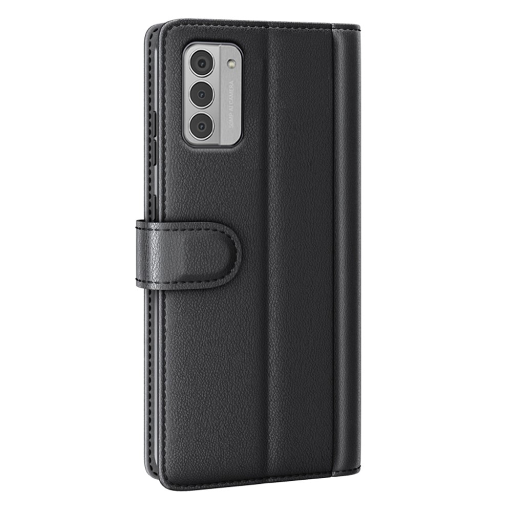 Custodia a portafoglio in vera pelle Nokia G42, nero