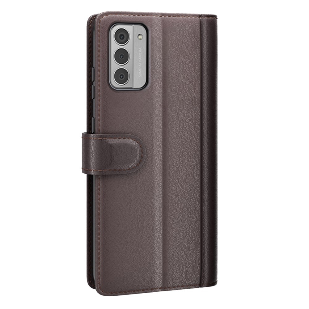 Custodia a portafoglio in vera pelle Nokia G42, marrone