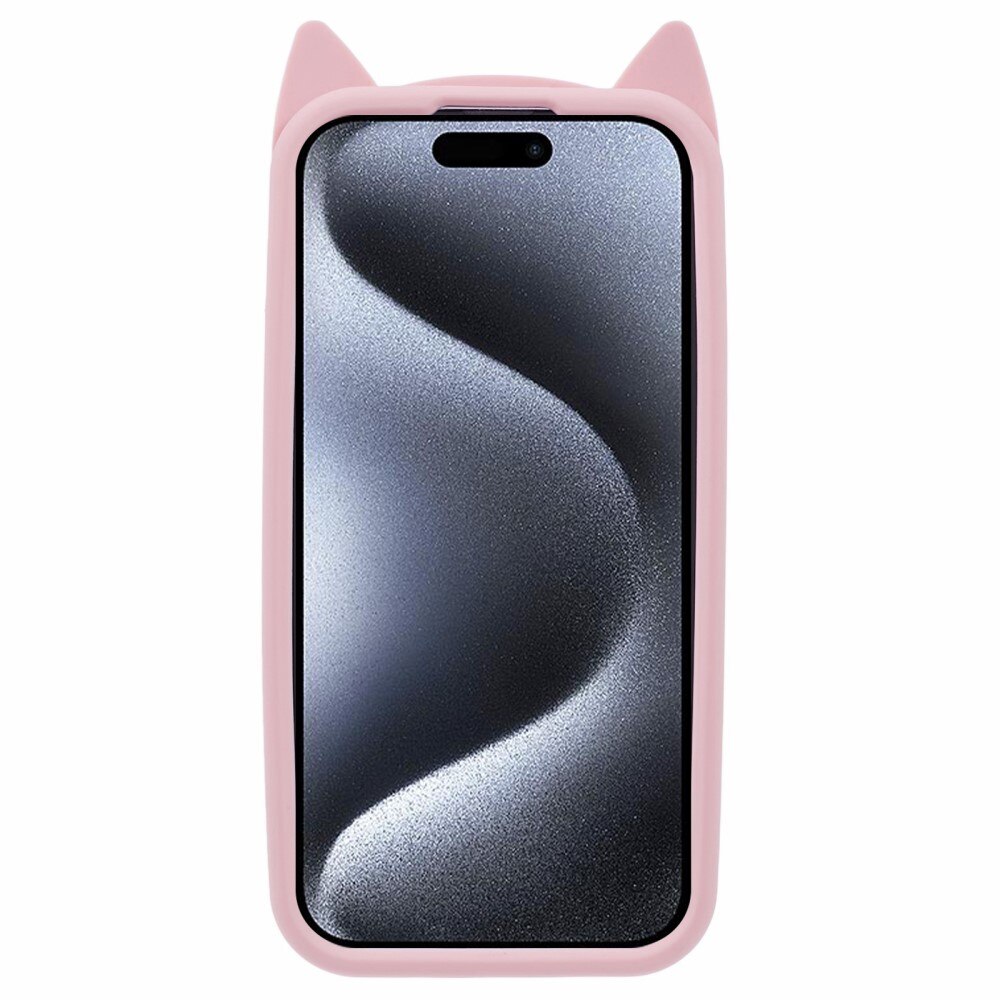 Cover in silicone Gatto iPhone 15 Pro Max rosa