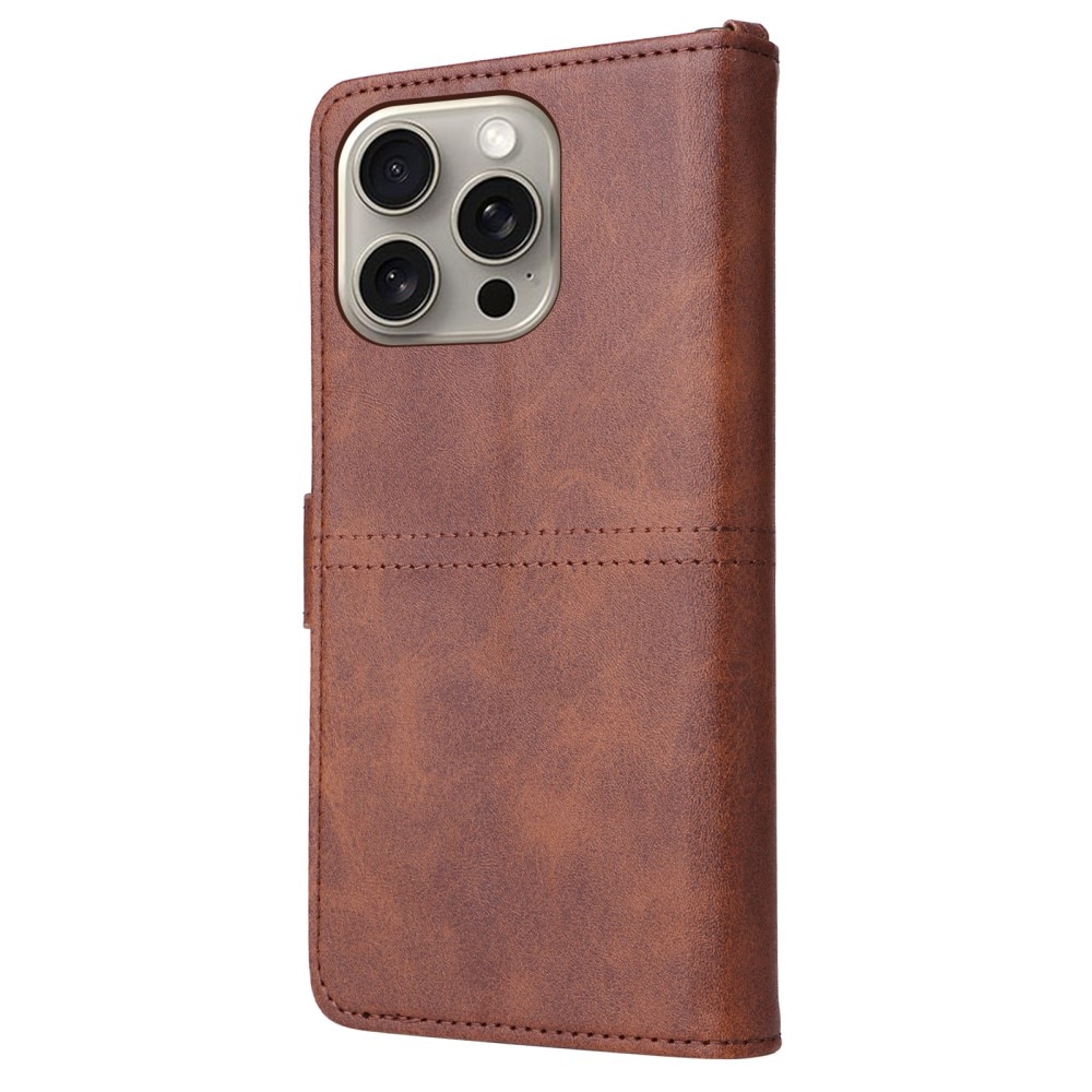 Magnet Leather Wallet iPhone 15 Pro Max marrone