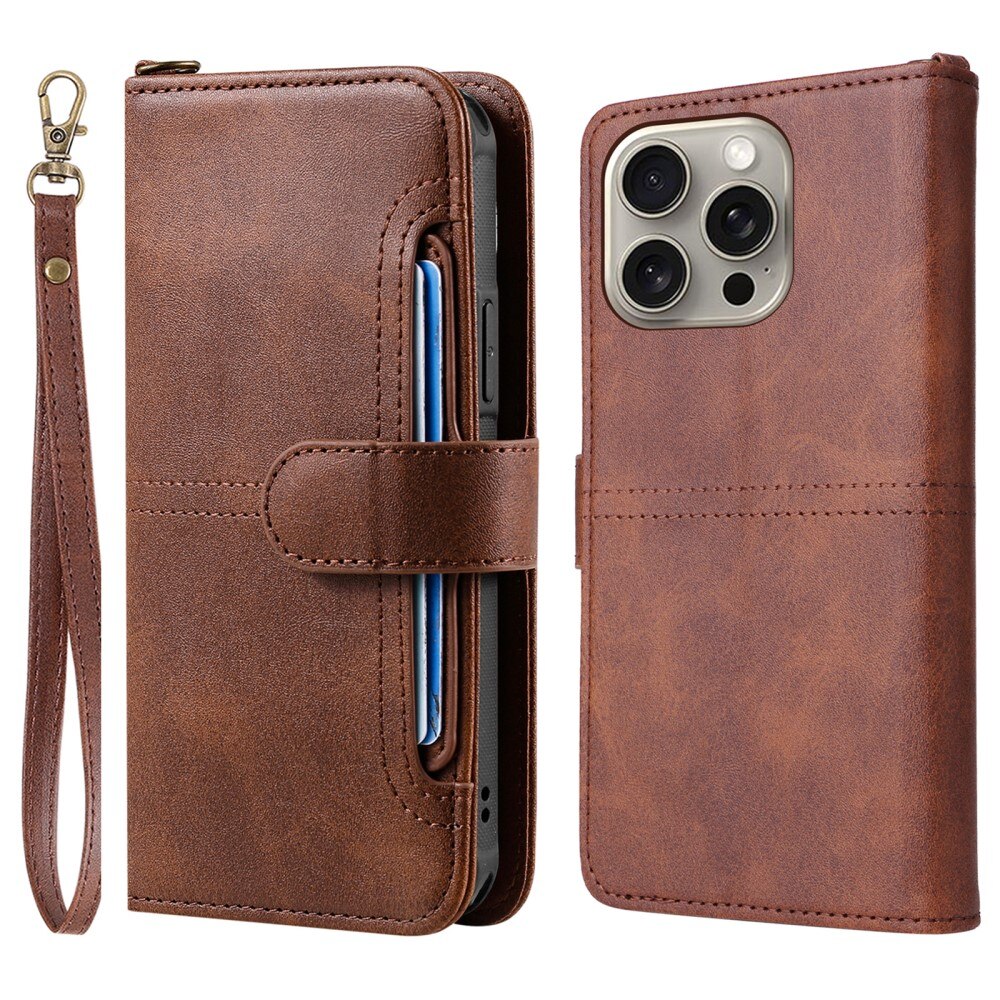 Magnet Leather Wallet iPhone 15 Pro Max marrone