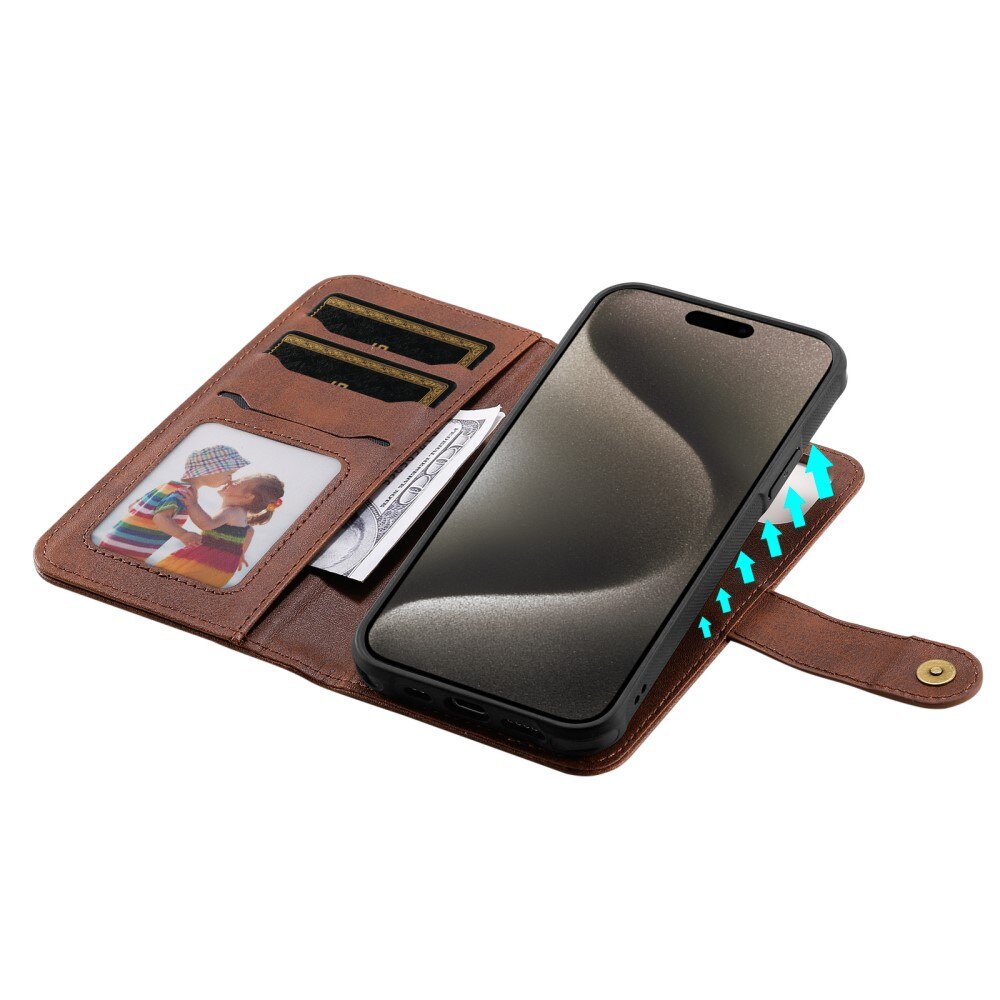 Magnet Leather Wallet iPhone 15 Pro Max marrone