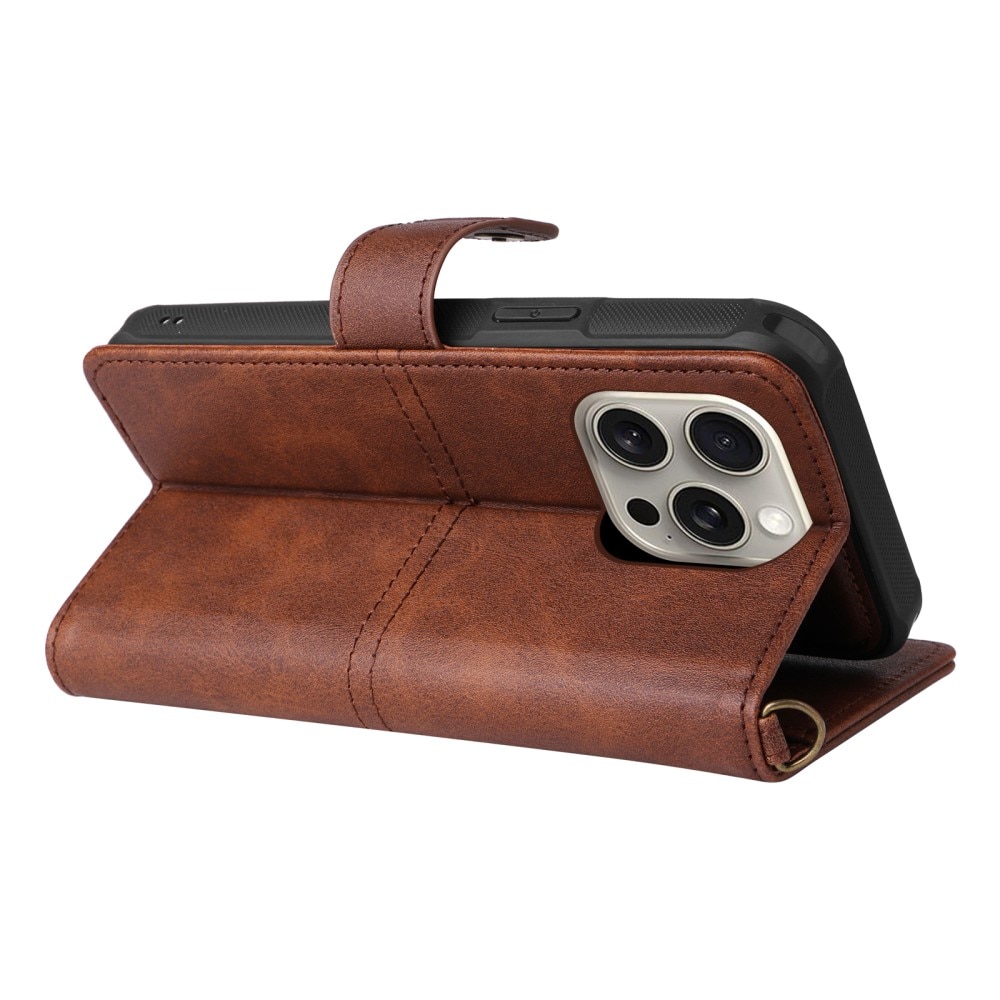 Magnet Leather Wallet iPhone 15 Pro Max marrone