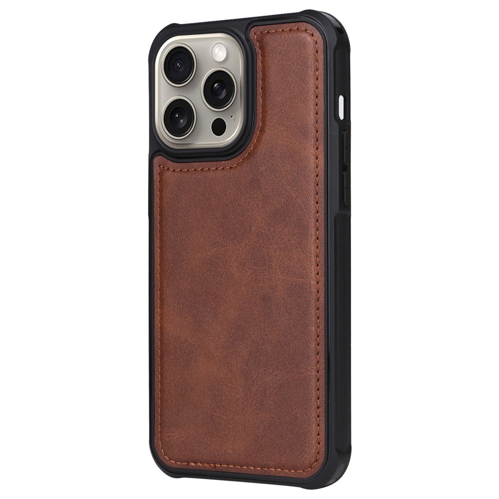 Magnet Leather Wallet iPhone 15 Pro Max marrone