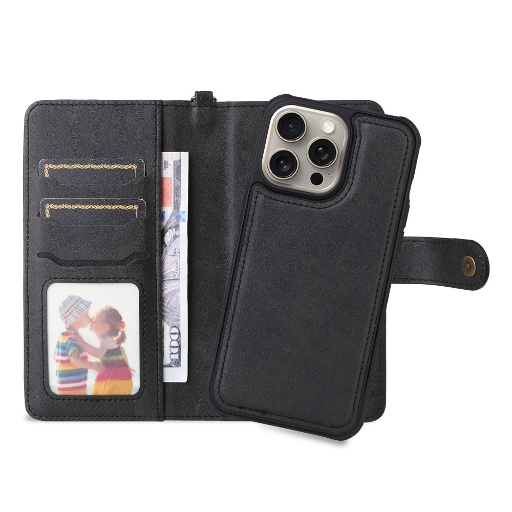 Magnet Leather Wallet iPhone 15 Pro Max nero