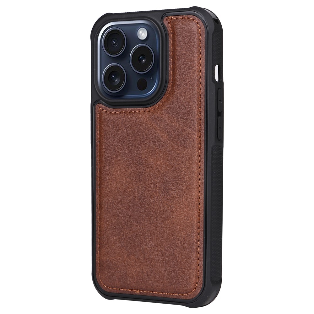 Magnet Leather Wallet iPhone 15 Pro marrone