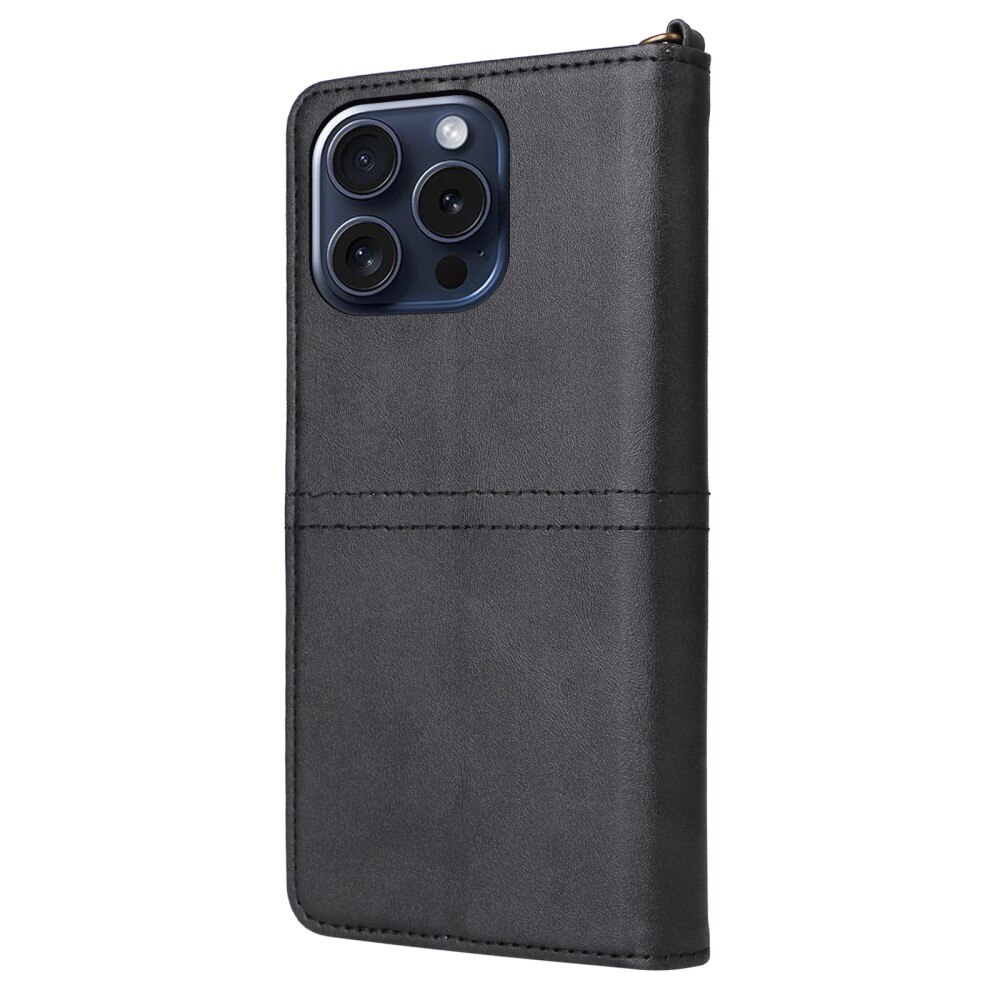 Magnet Leather Wallet iPhone 15 Pro nero