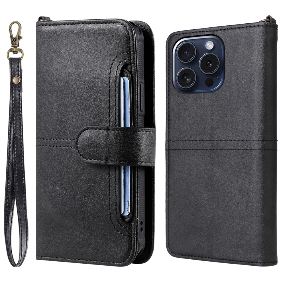 Magnet Leather Wallet iPhone 15 Pro nero