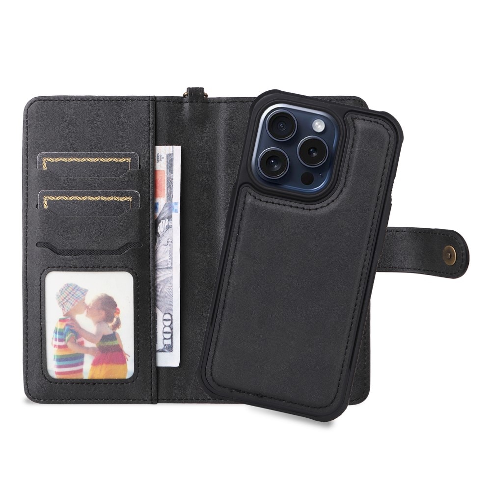 Magnet Leather Wallet iPhone 15 Pro nero