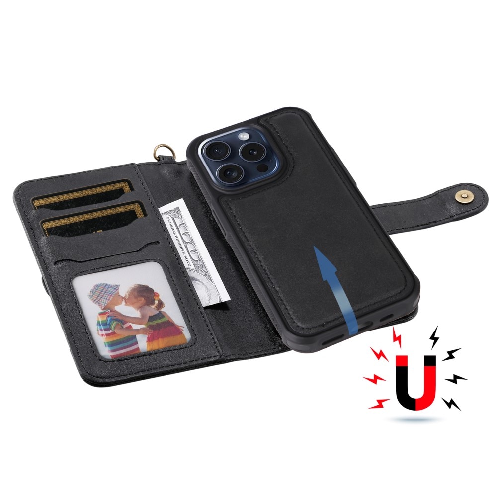 Magnet Leather Wallet iPhone 15 Pro nero