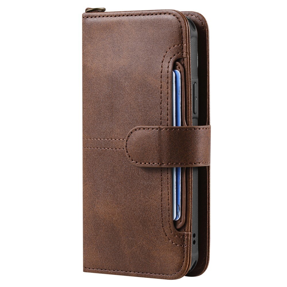 Magnet Leather Wallet iPhone 15 marrone