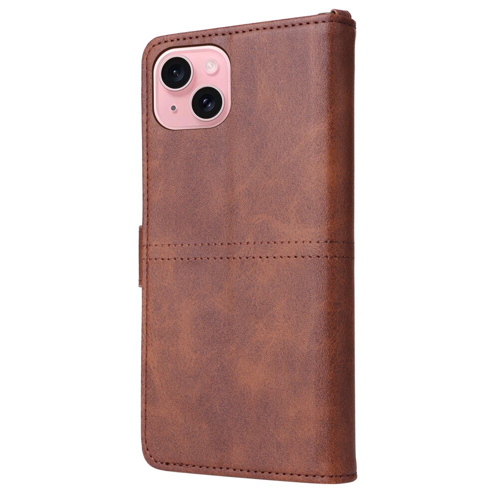 Magnet Leather Wallet iPhone 15 marrone