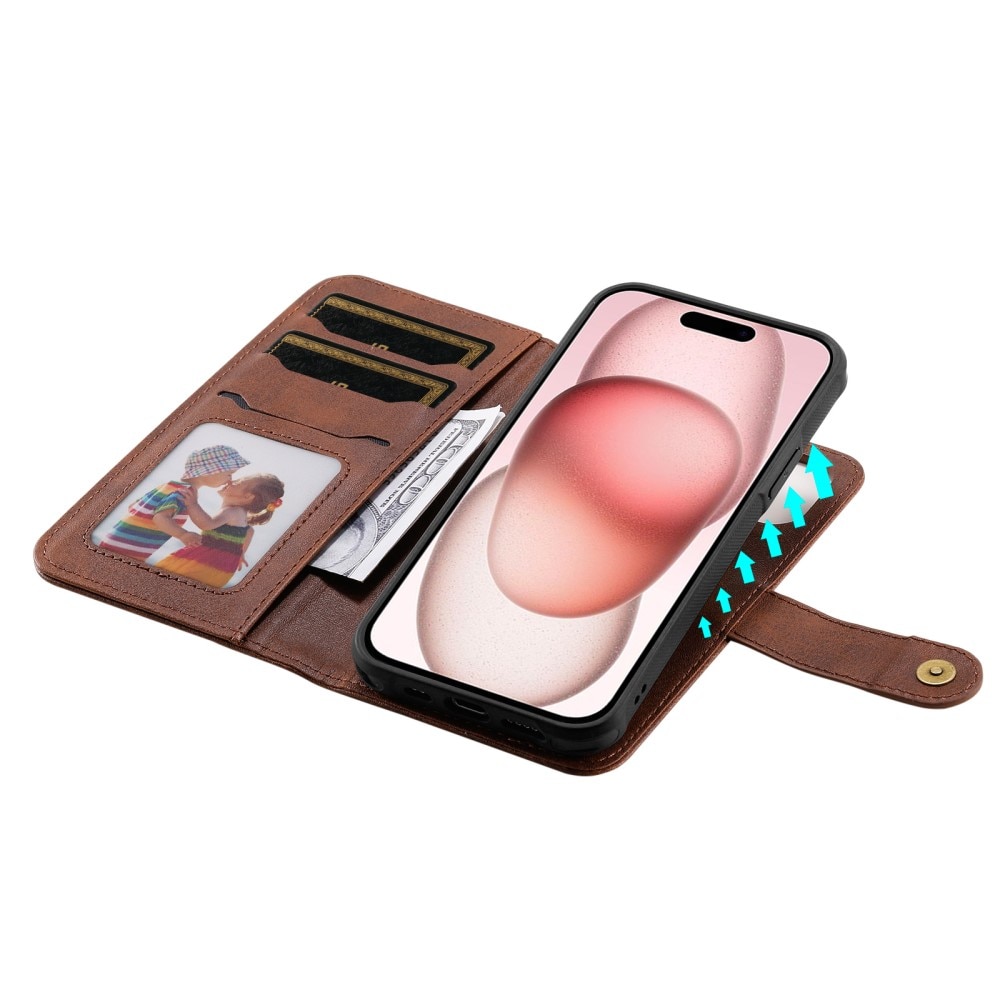 Magnet Leather Wallet iPhone 15 marrone