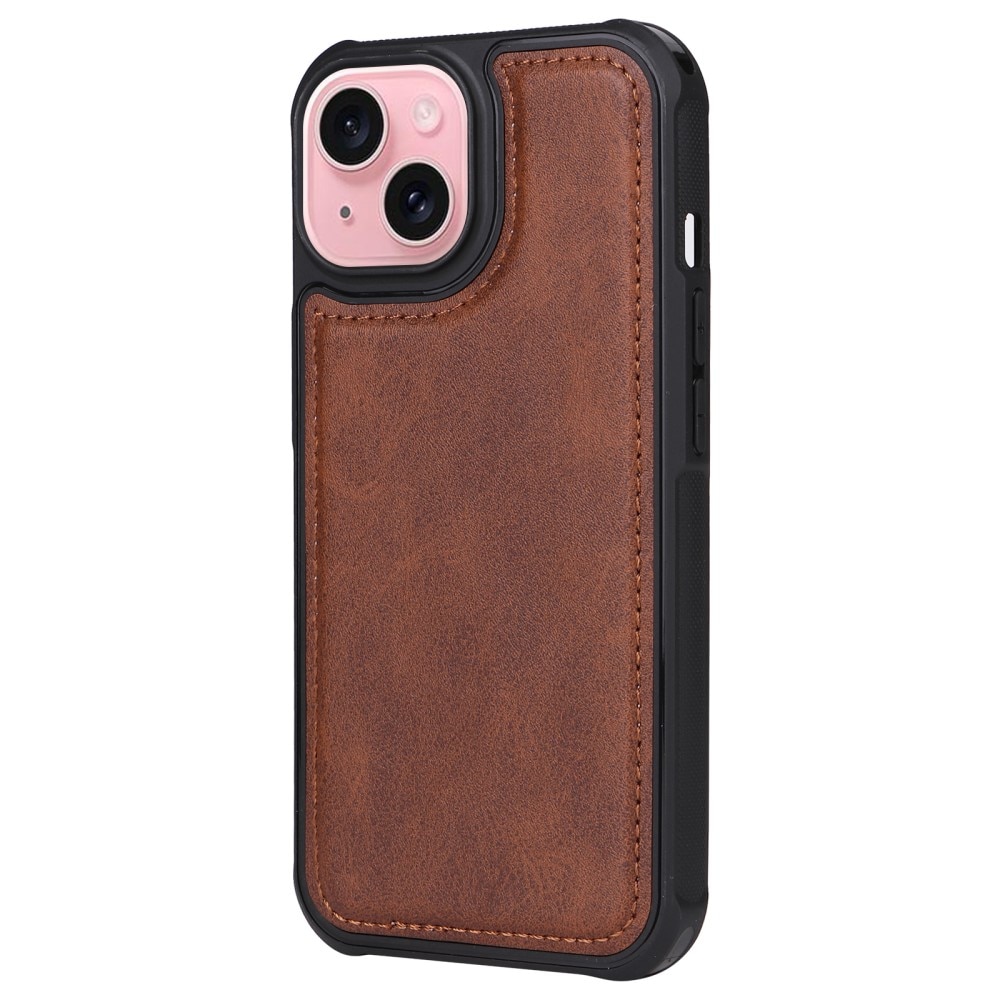 Magnet Leather Wallet iPhone 15 marrone