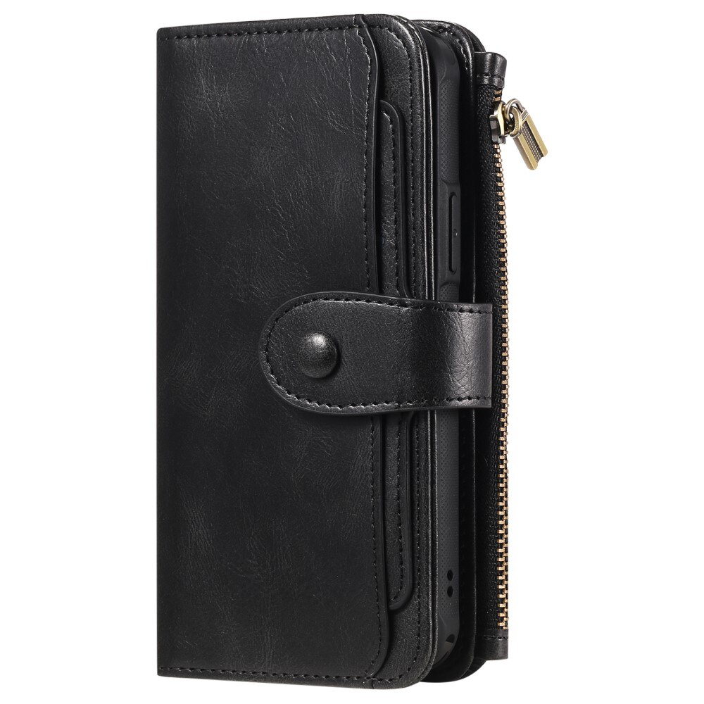 Magnet Leather Multi Wallet iPhone 15 nero