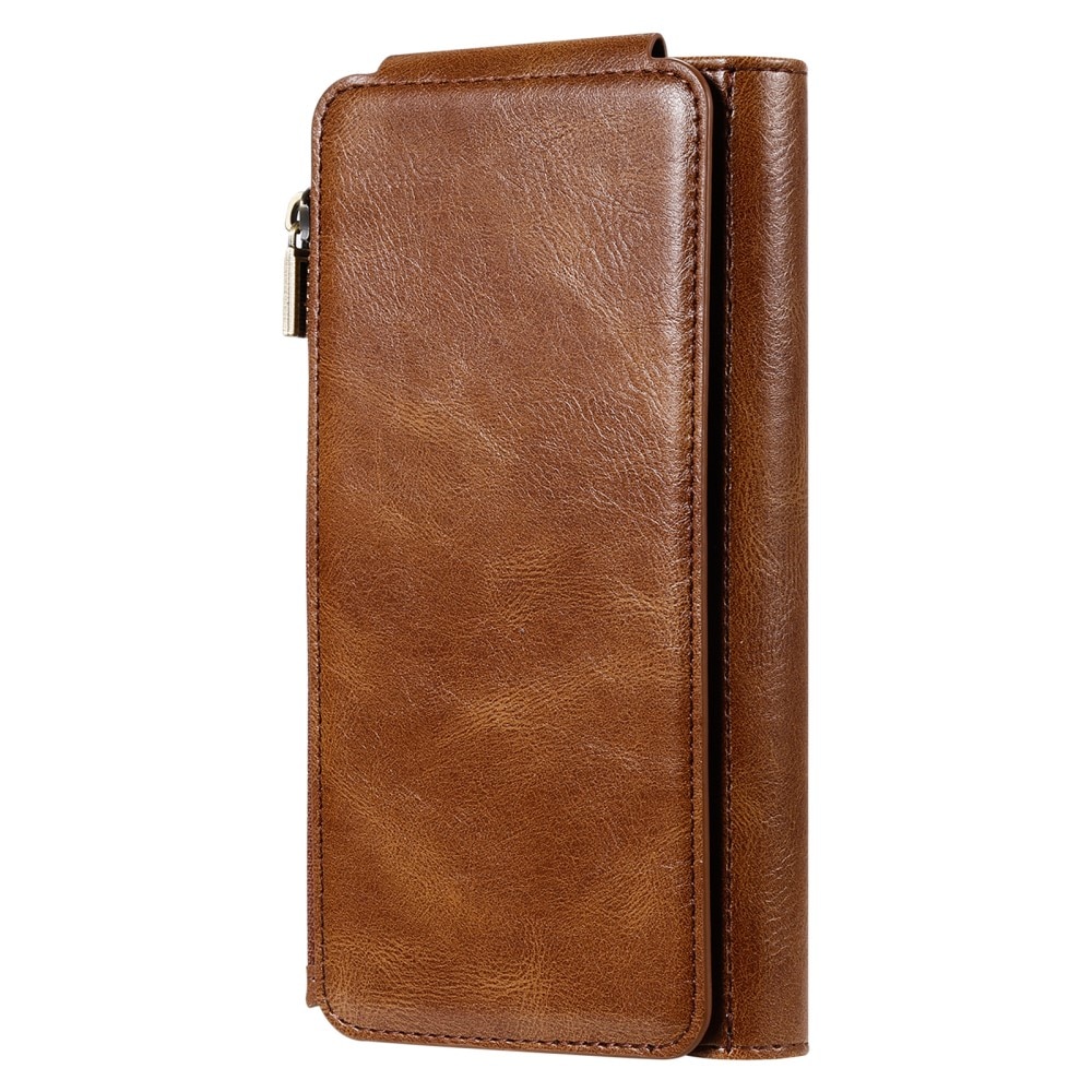 Magnet Leather Multi Wallet iPhone 15 marrone