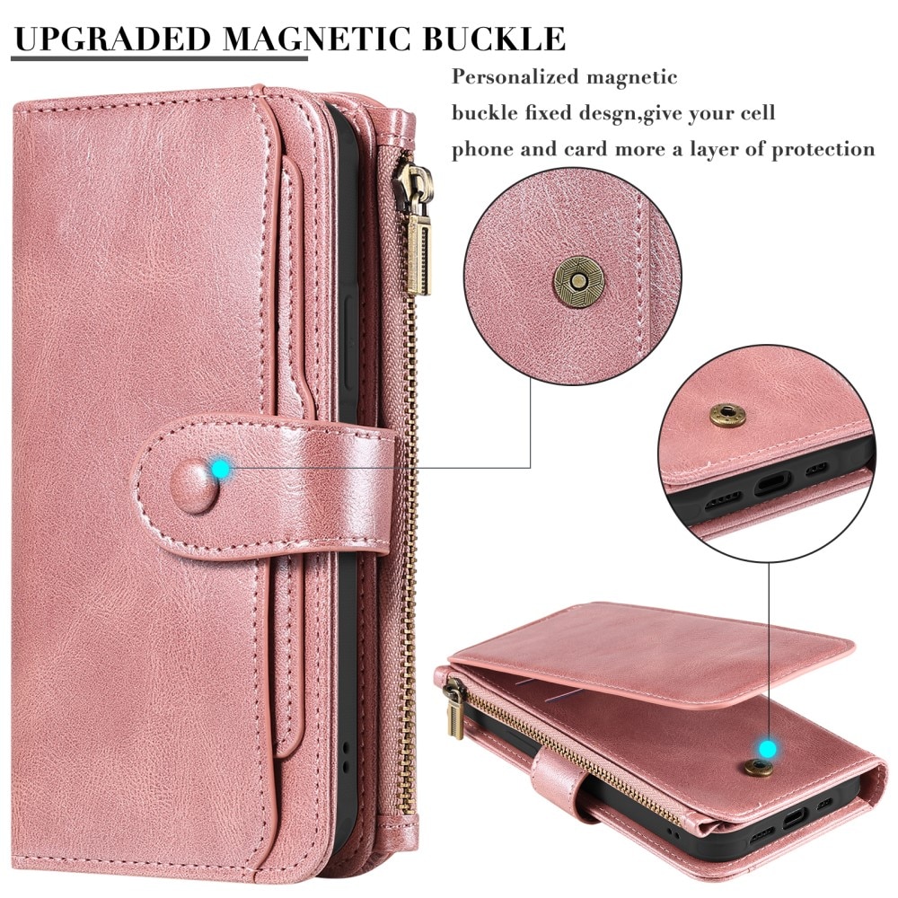 Magnet Leather Multi Wallet iPhone 15 rosa